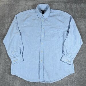 Bowen & Wright Shirt Mens Large Blue‎ Linen Long Sleeve Button Up Beach Coastal